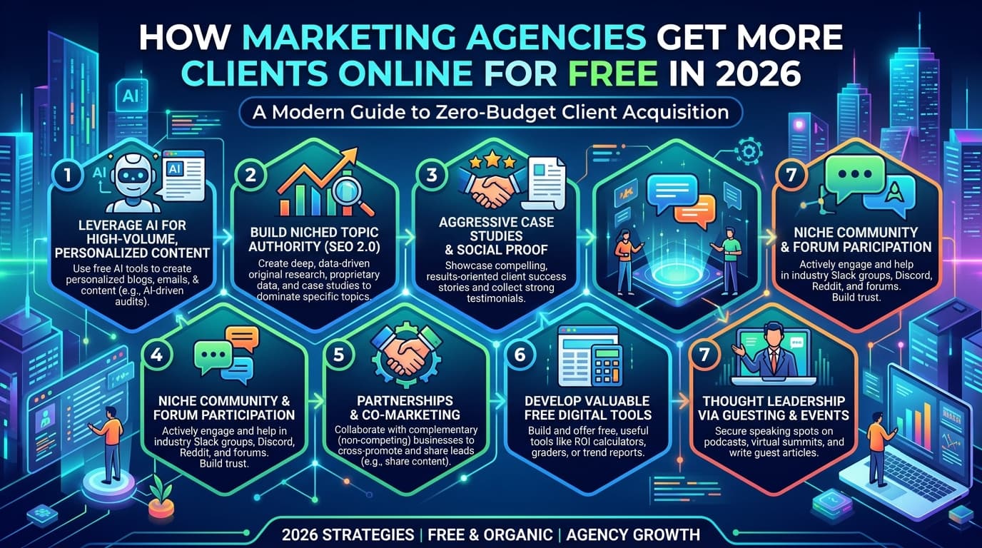 How Marketing Agencies Get More Clients Online for Free in 2026