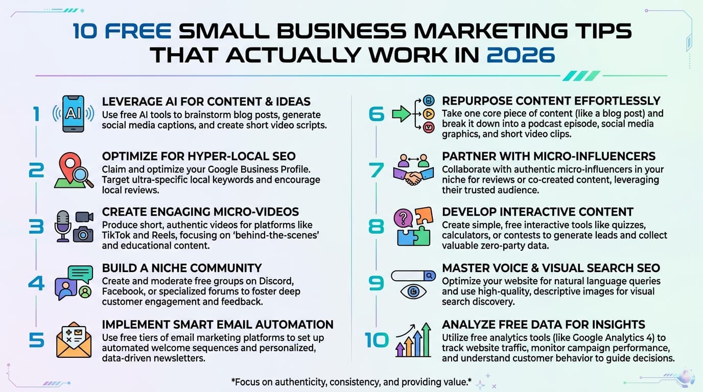 10 Free Small Business Marketing Tips That Actually Work in 2026