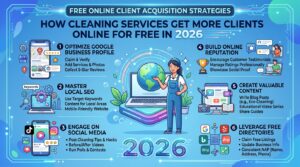 how cleaning services get more clients online free 2026