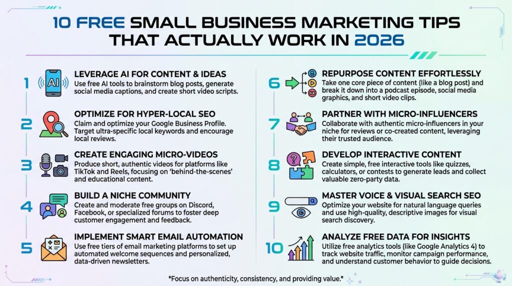 10 Free Small Business Marketing Tips That Actually Work in 2026