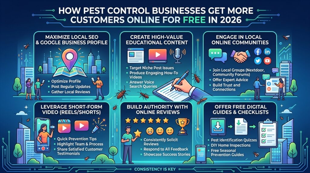 how pest control businesses get more customers online free 2026