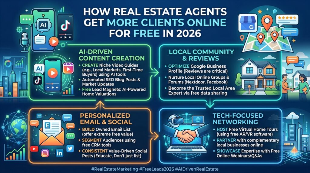 how real estate agents get more clients online free 2026