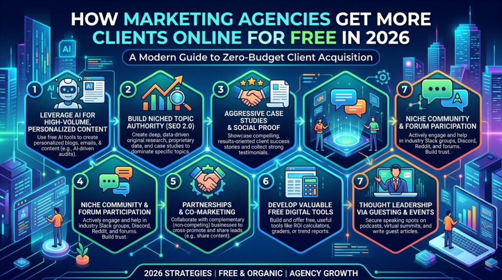 How Marketing Agencies Get More Clients Online for Free in 2026