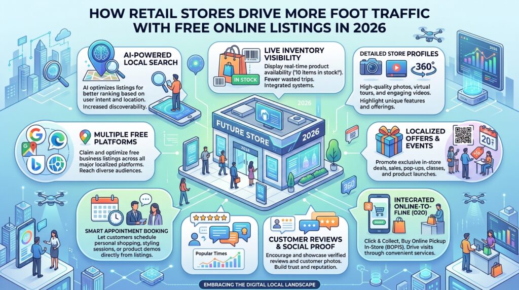 How Retail Stores Drive More Foot Traffic With Free Online Listings in 2026