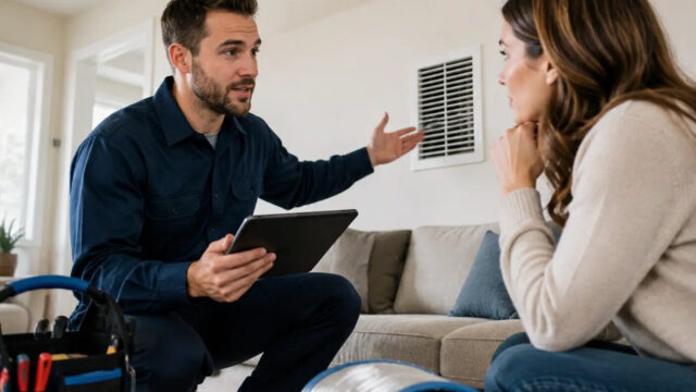 Technician-explaining-air-vent-c