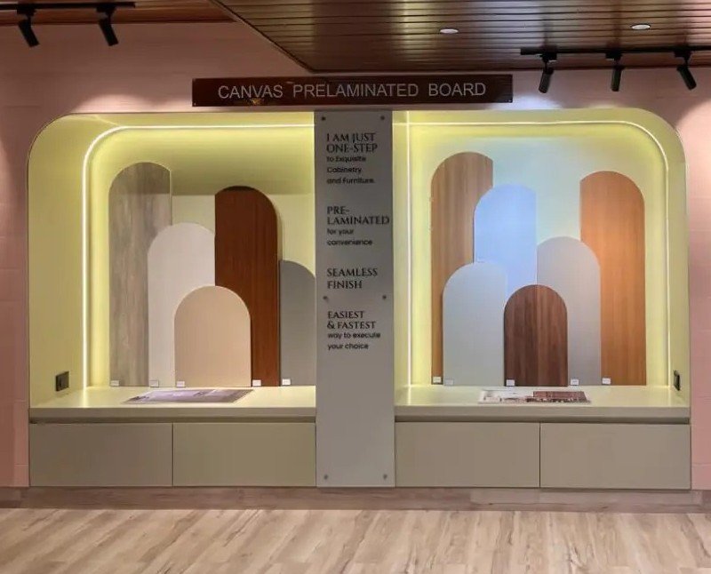 Canvas-Prelaminated-Boards-for-Furniture-and-Interiors-Displayed-in-a-Modern-Showroom-by-New-Age-Home