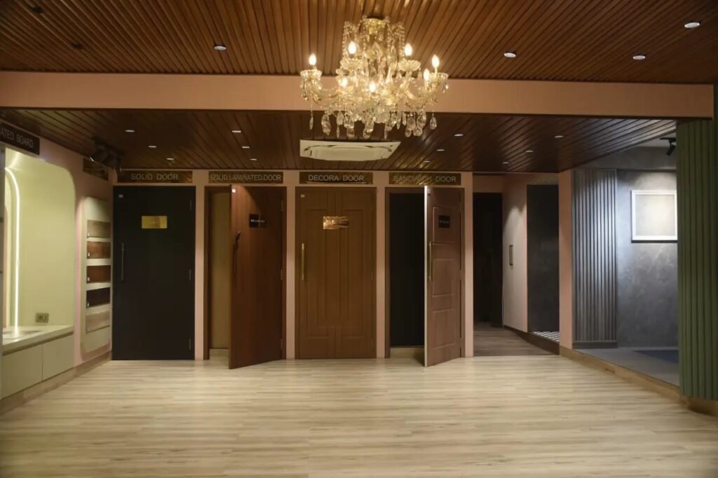 Designer-PVC-and-Laminated-Doors-Displayed-in-a-Contemporary-Interior-Showroom-by-New-Age-Home